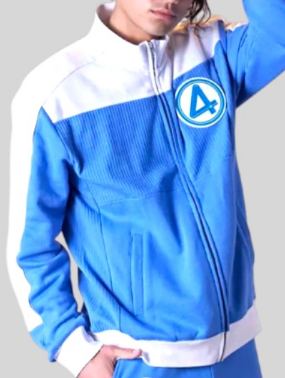 Universe Marvel The Fantastic Four 4 First Steps Logo Jacket Blue White XL Zip